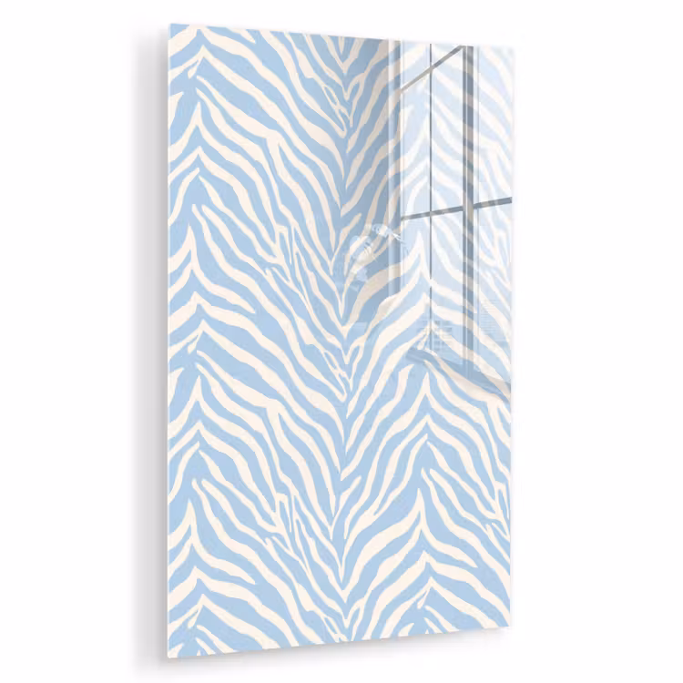 Glas schilderij - Zebra - Motief - Blauw - Wit — 1