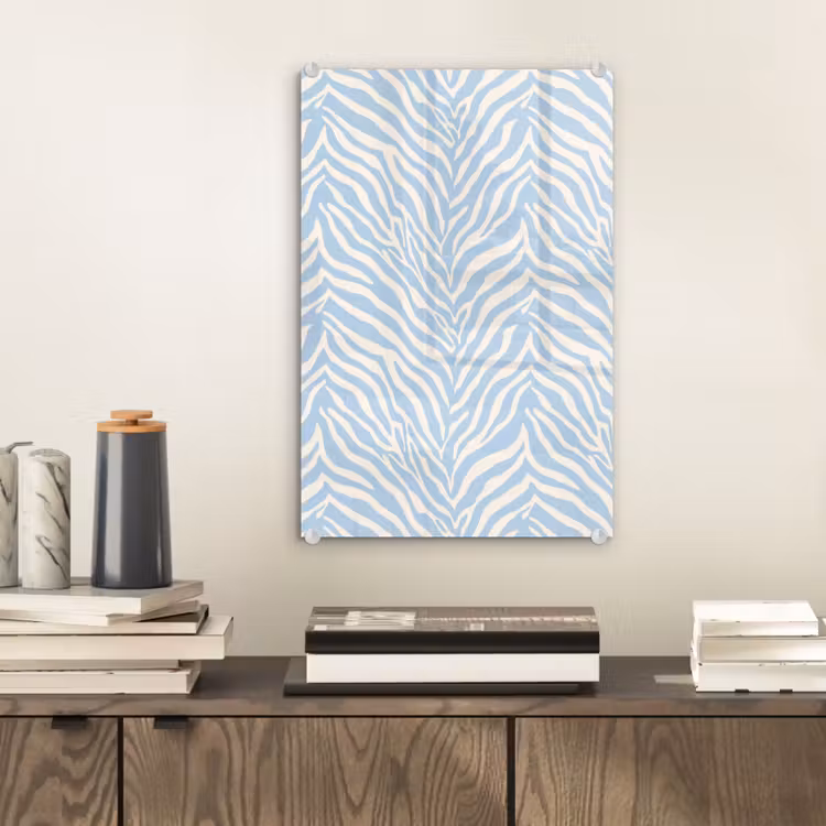 Glas schilderij - Zebra - Motief - Blauw - Wit — 2