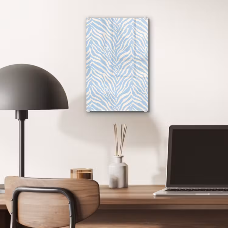 Glas schilderij - Zebra - Motief - Blauw - Wit — 7