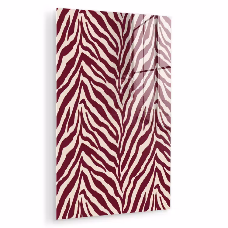 Glas schilderij - Zebra - Motief - Bordeaux - Rood — 1