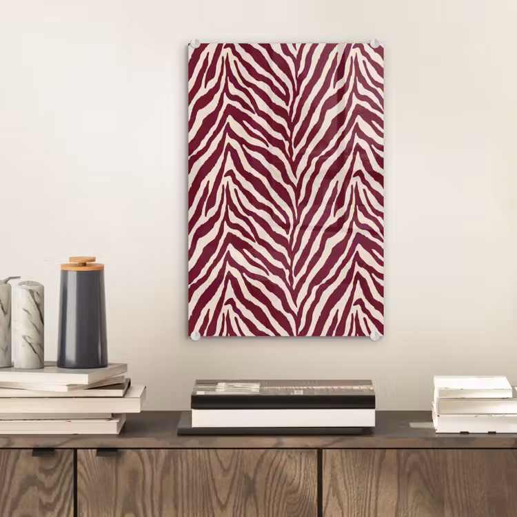 Glas schilderij - Zebra - Motief - Bordeaux - Rood — 2