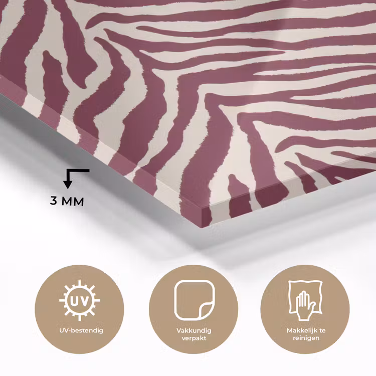 Glas schilderij - Zebra - Motief - Bordeaux - Rood — 3