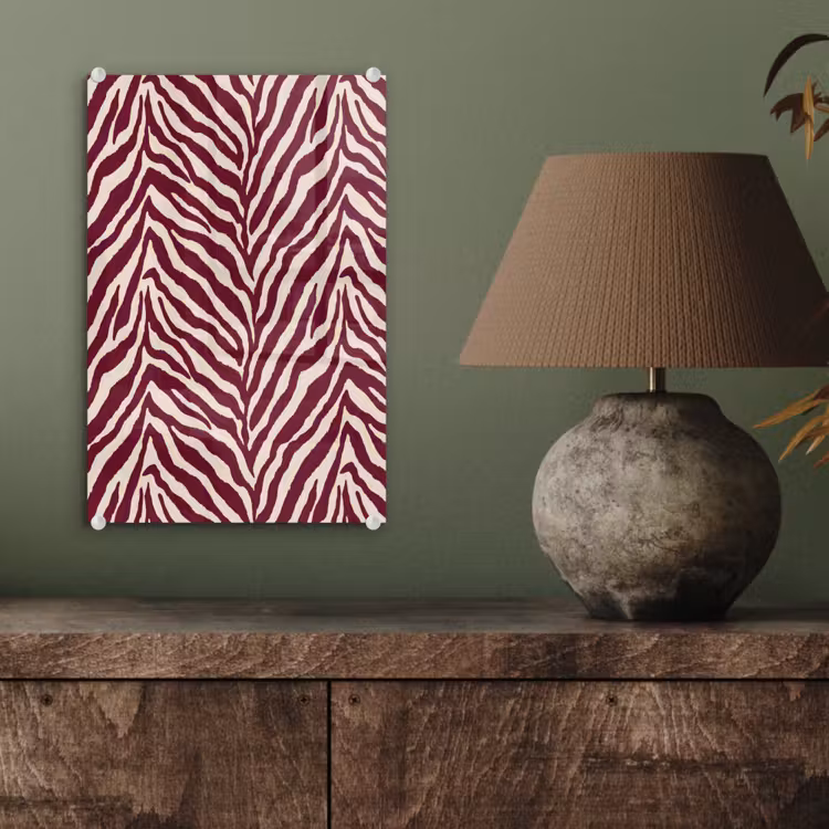 Glas schilderij - Zebra - Motief - Bordeaux - Rood — 4