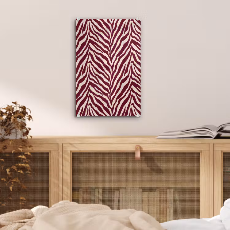 Glas schilderij - Zebra - Motief - Bordeaux - Rood — 5