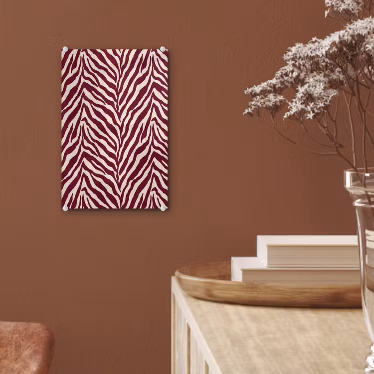 Glas schilderij - Zebra - Motief - Bordeaux - Rood — 6