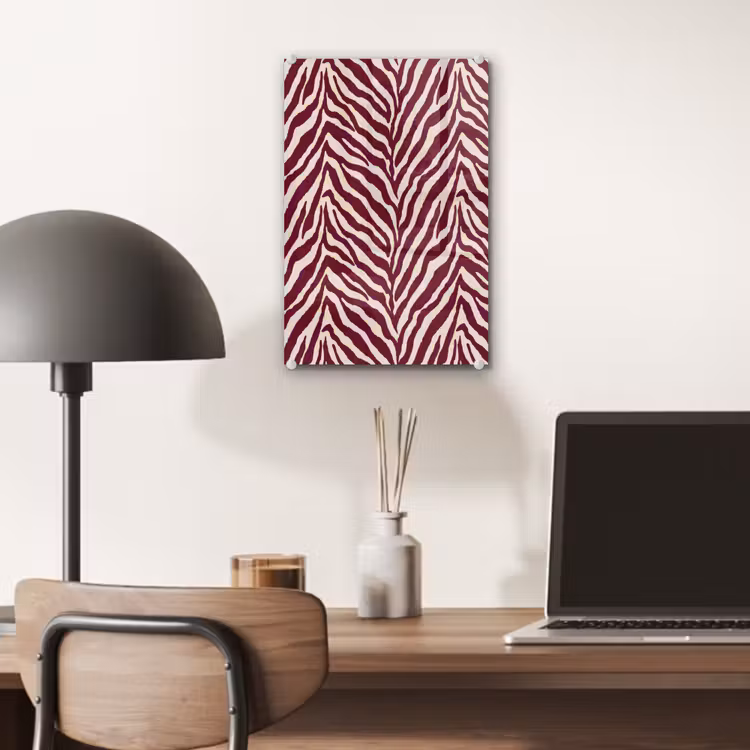 Glas schilderij - Zebra - Motief - Bordeaux - Rood — 7