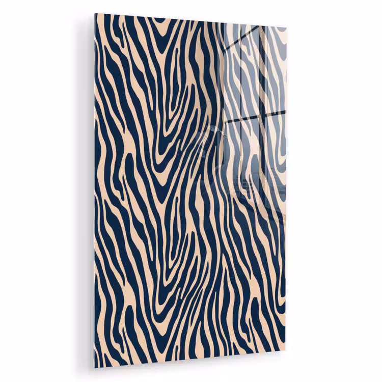 Glas schilderij - Zebra - Patroon - Blauw - Beige — 1