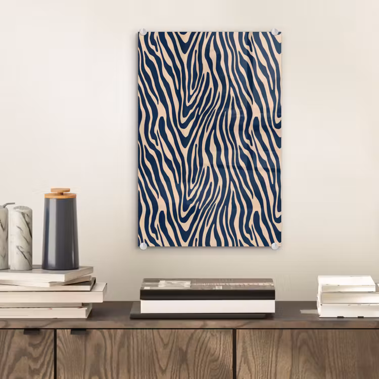 Glas schilderij - Zebra - Patroon - Blauw - Beige — 2