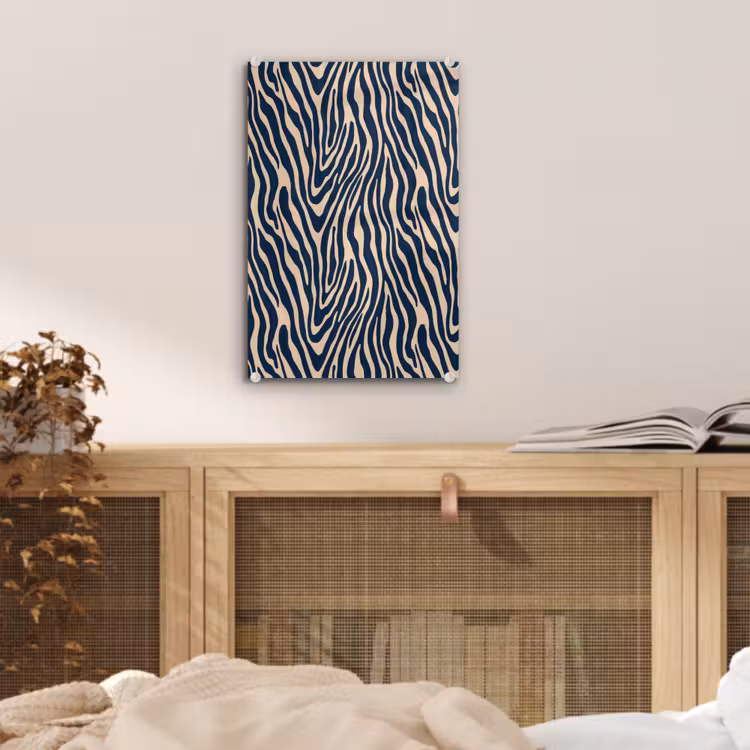 Glas schilderij - Zebra - Patroon - Blauw - Beige — 5