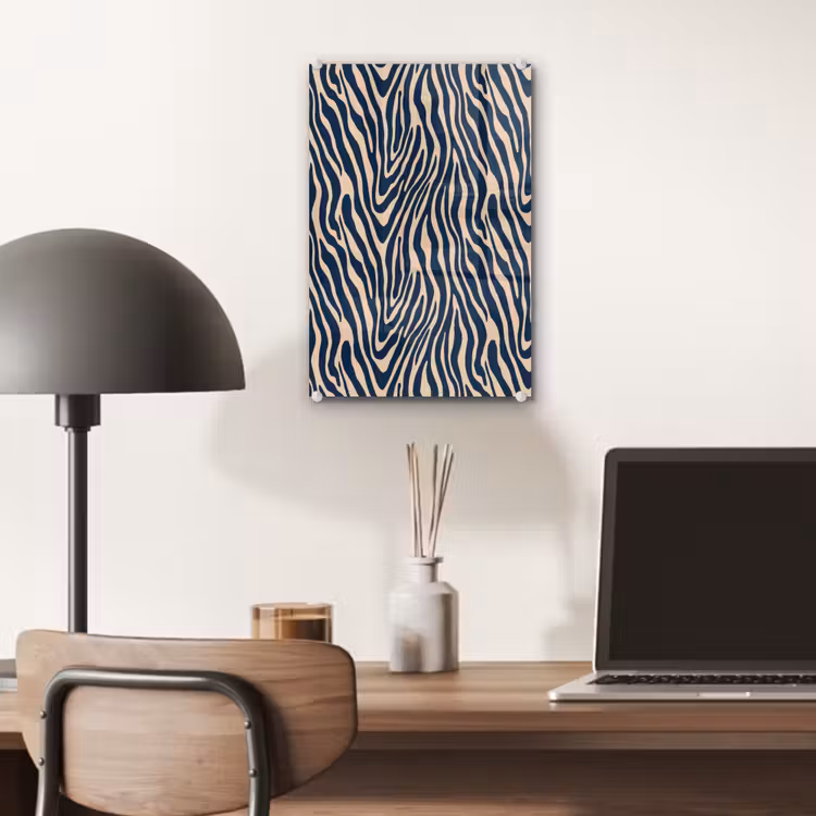 Glas schilderij - Zebra - Patroon - Blauw - Beige — 7