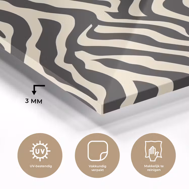 Glas schilderij - Zebra - Print - Klassiek - Zwart — 3