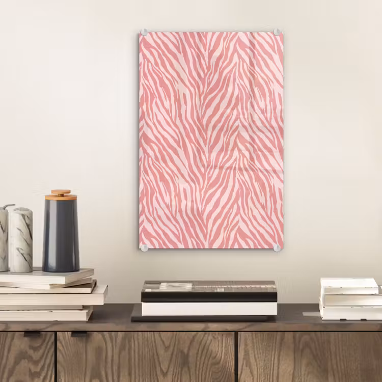 Glas schilderij - Zebra - Print - Roze — 2
