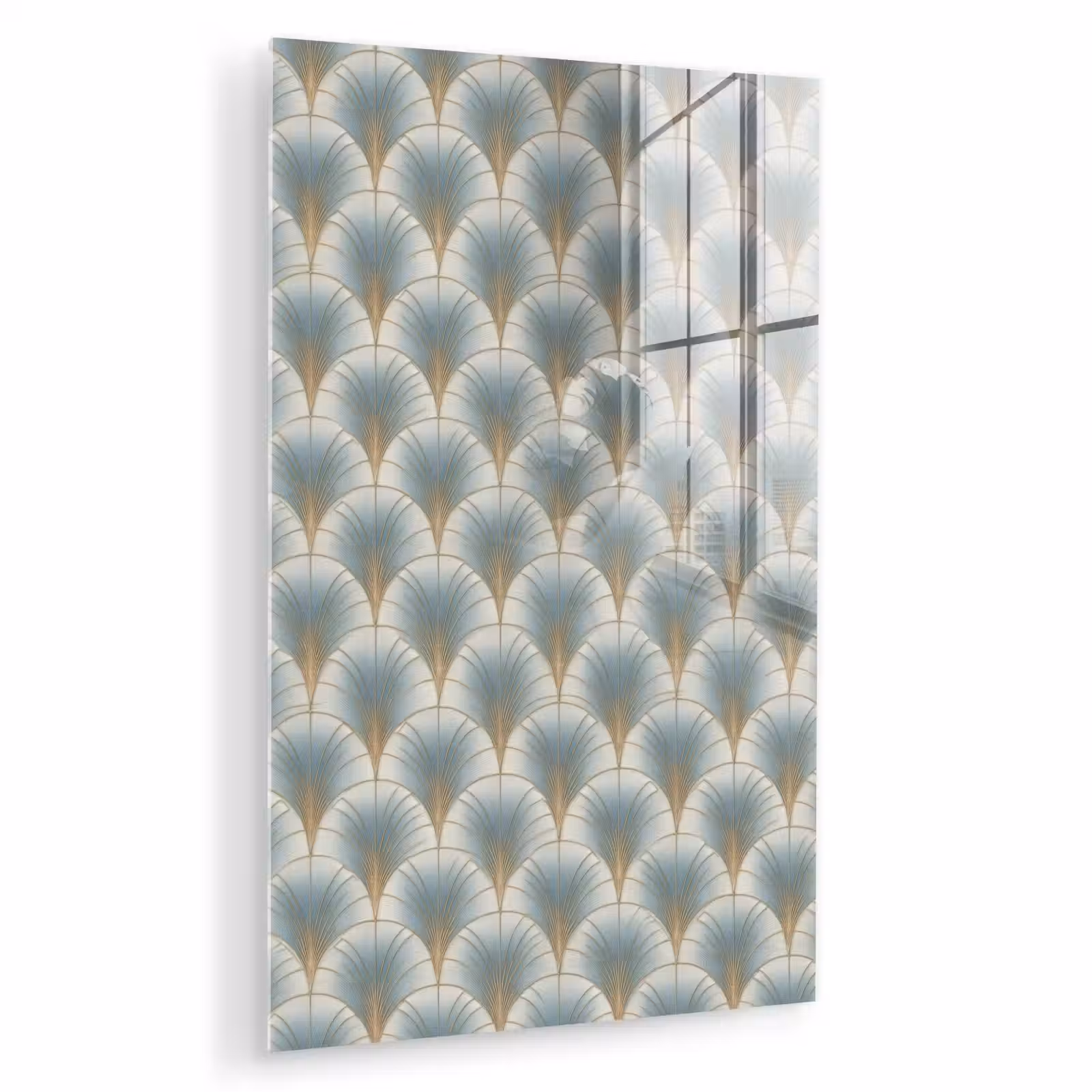 Glas schilderij - Waaier - Klassiek - Blauw — 1