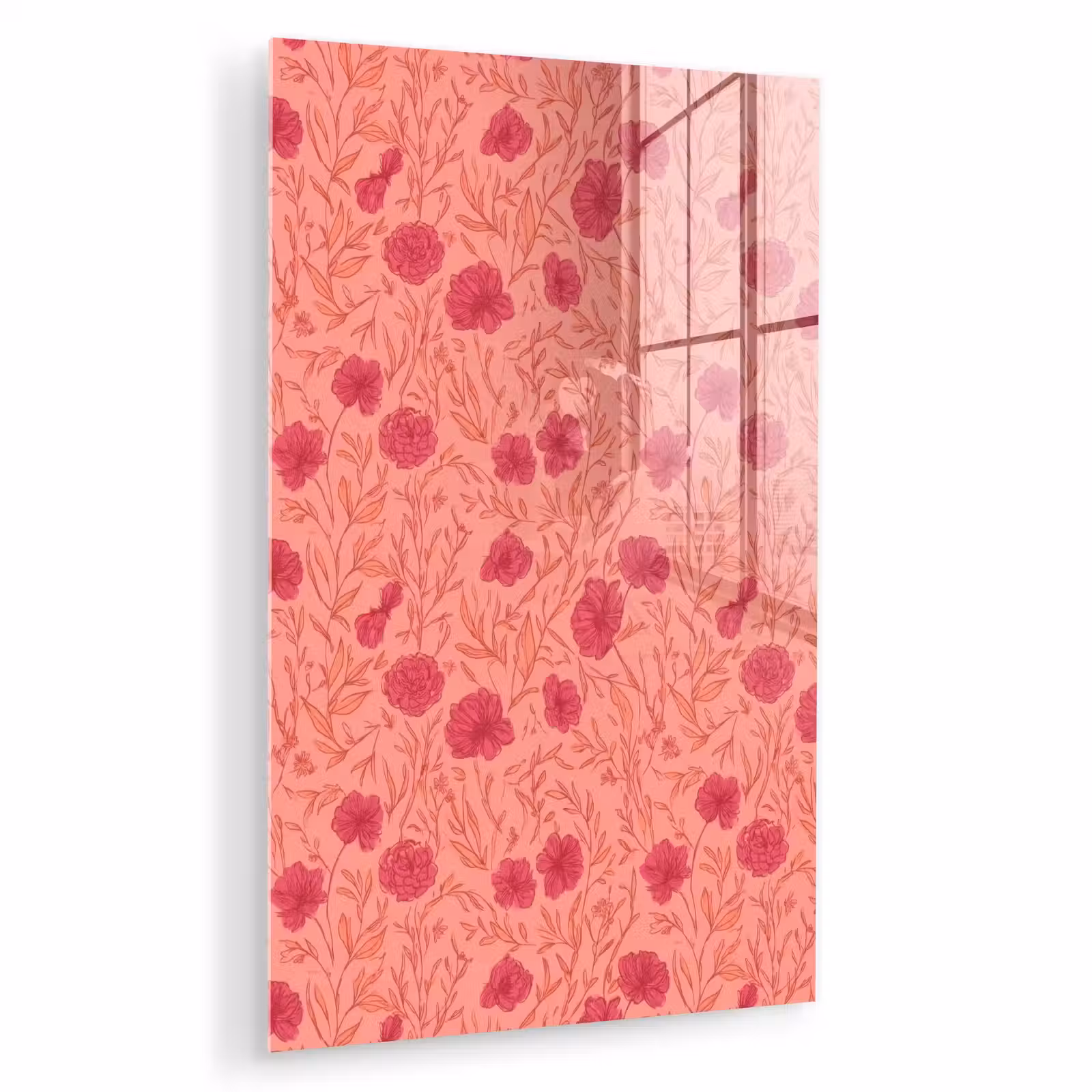 Glas schilderij - Weidebloemen - Romantisch - Roze — 1