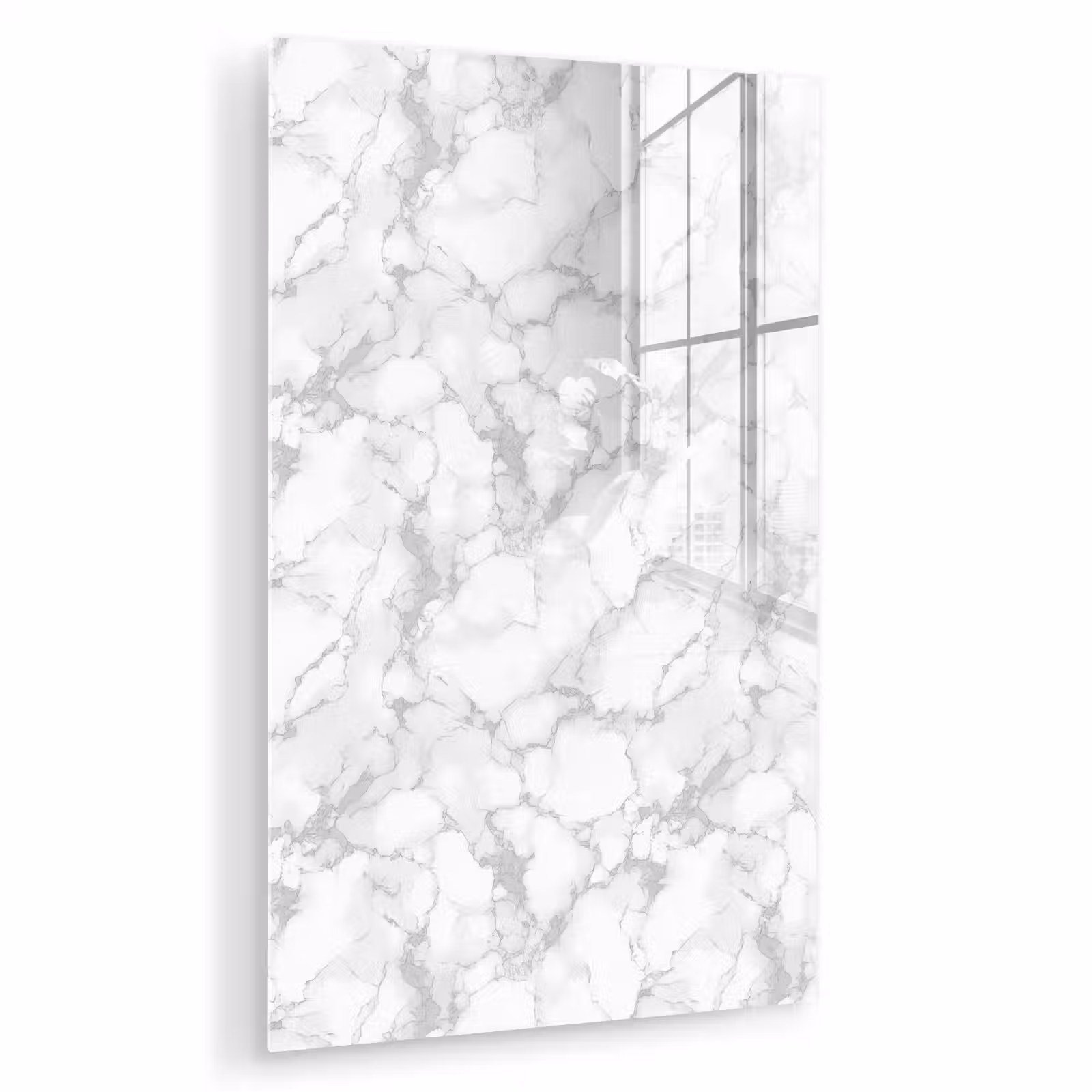 Glas schilderij - Wit - Marmer - Grijs — 1