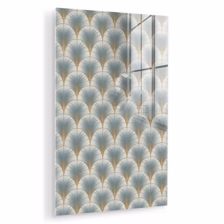 Glas schilderij - Waaier - Klassiek - Blauw — 1