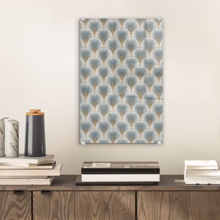 Glas schilderij - Waaier - Klassiek - Blauw — 2