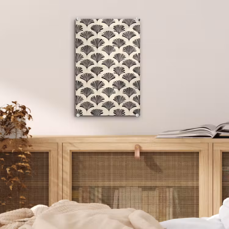 Glas schilderij - Waaiers - Botanisch - Zwart - Beige — 5