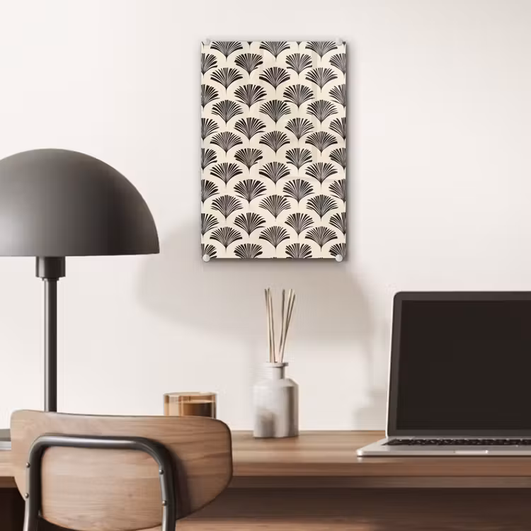 Glas schilderij - Waaiers - Botanisch - Zwart - Beige — 7