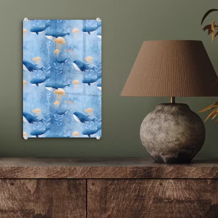 Glas schilderij - Walvissen - Oceaan - Blauw — 4