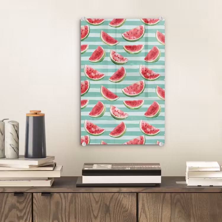 Glas schilderij - Watermeloen - Strepen - Groen — 2