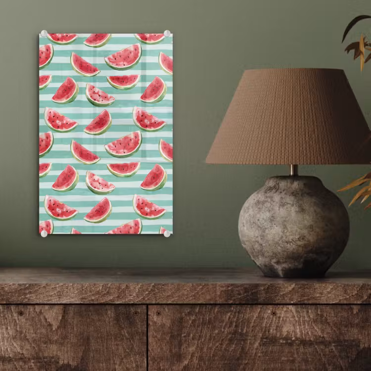 Glas schilderij - Watermeloen - Strepen - Groen — 4