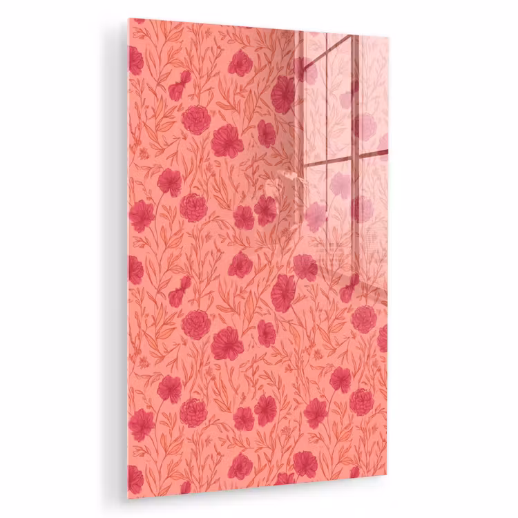 Glas schilderij - Weidebloemen - Romantisch - Roze — 1