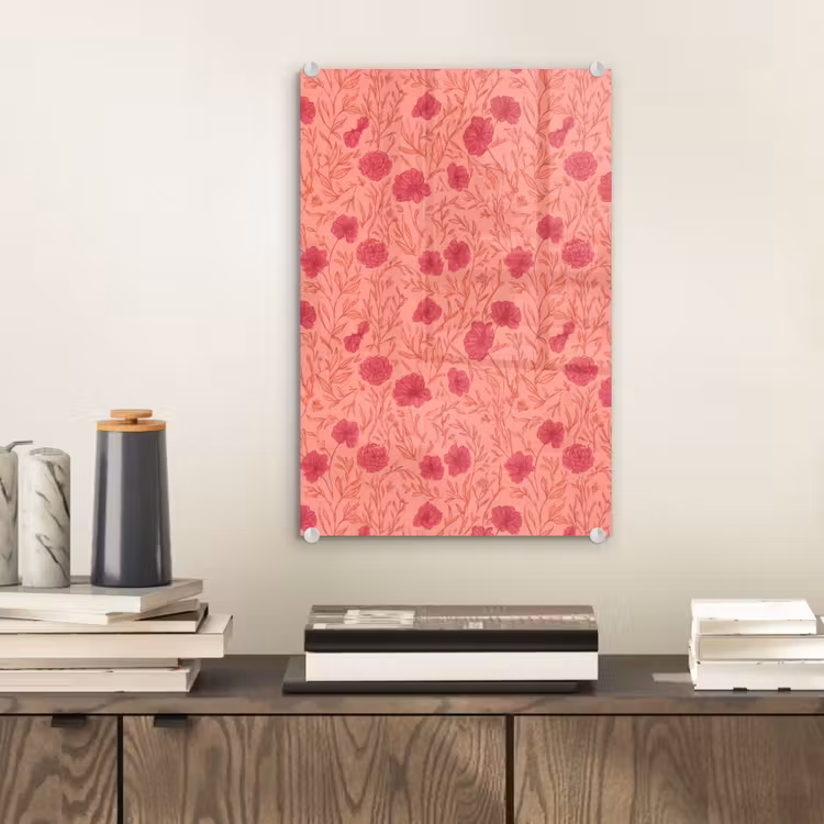 Glas schilderij - Weidebloemen - Romantisch - Roze — 2
