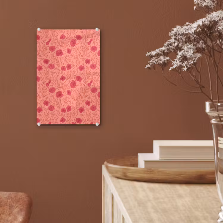 Glas schilderij - Weidebloemen - Romantisch - Roze — 6