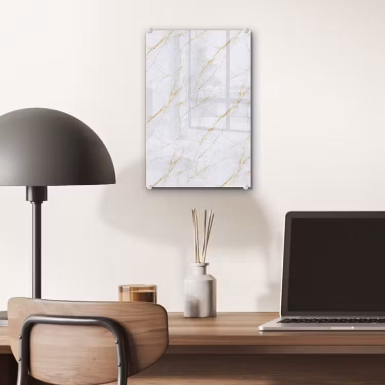 Glas schilderij - Wit - Marmer - Goud - Luxueus — 7