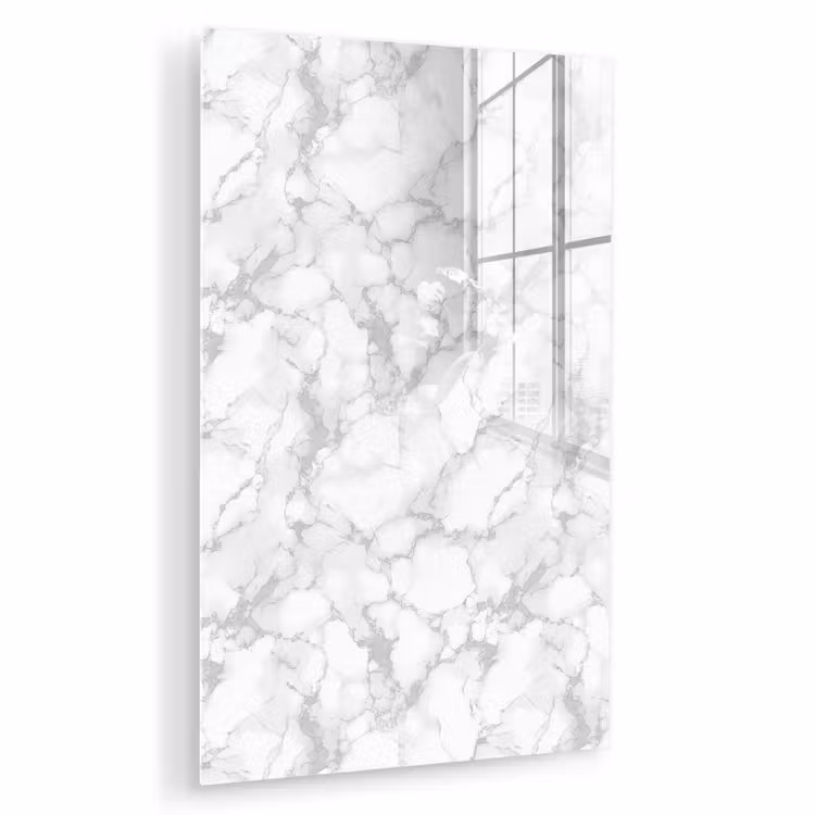 Glas schilderij - Wit - Marmer - Grijs — 1