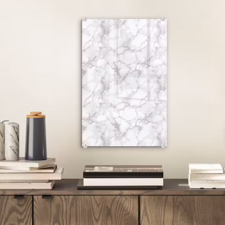 Glas schilderij - Wit - Marmer - Grijs — 2