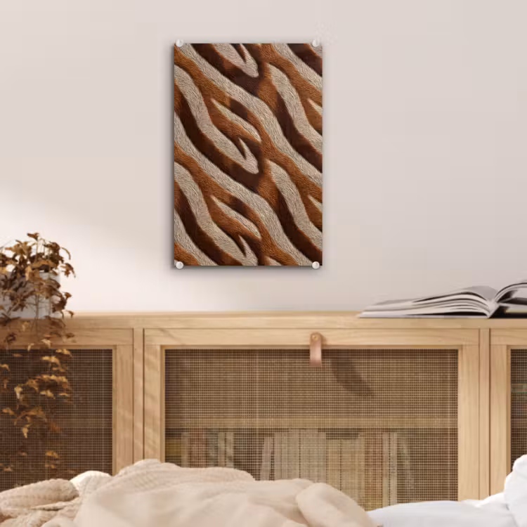 Glas schilderij - Zebra - Bruin - Patroon — 5