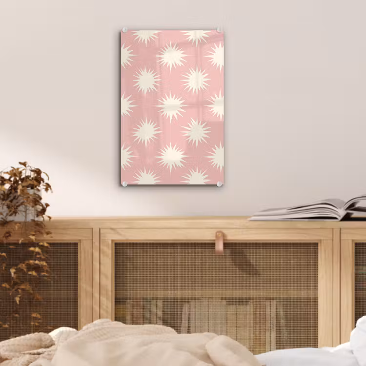 Glas schilderij - Zonnen - Patroon - Roze — 5