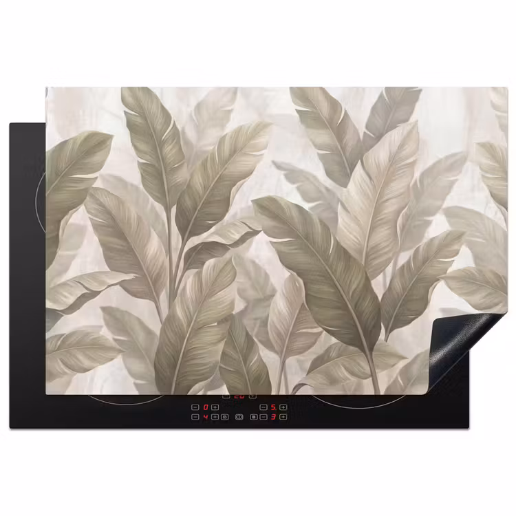 Inductie beschermer - Bladeren - Tropisch - Natuur - Abstract - Beige — 1