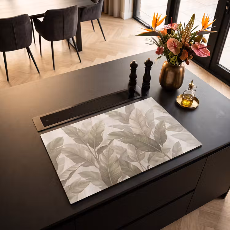 Inductie beschermer - Bladeren - Tropisch - Natuur - Abstract - Beige — 3