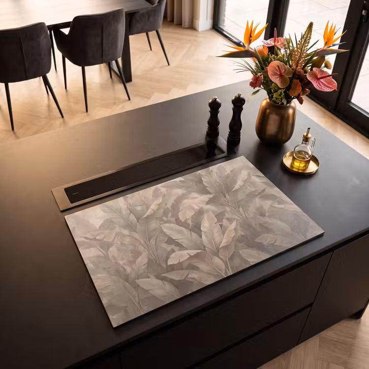 Inductie beschermer - Bladeren - Tropisch - Natuur - Modern - Beige — 3