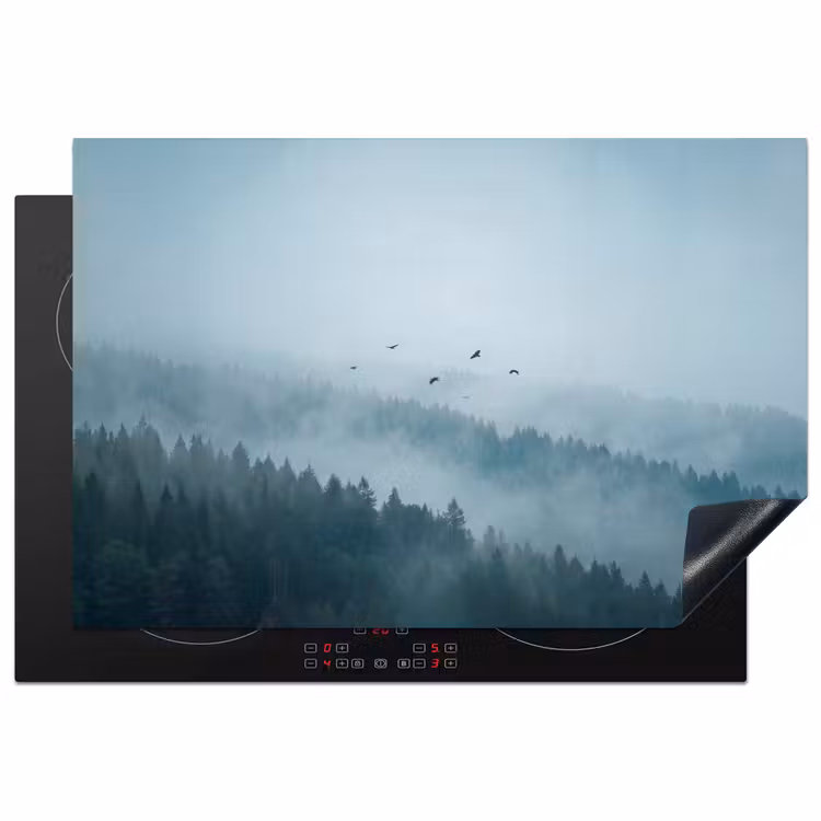 Inductie beschermer - Bos - Mist - Vogels - Natuur - Groen — 1