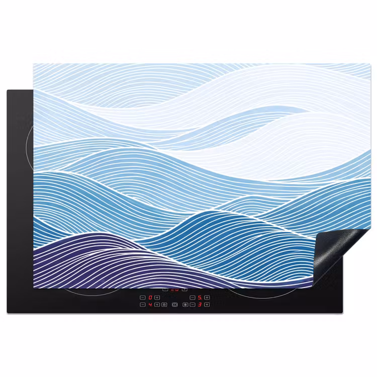 Inductie beschermer - Abstract - Golven - Patroon - Blauw - Modern — 1