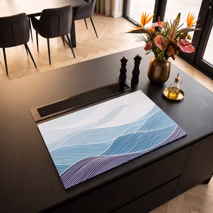 Inductie beschermer - Abstract - Golven - Patroon - Blauw - Modern — 3