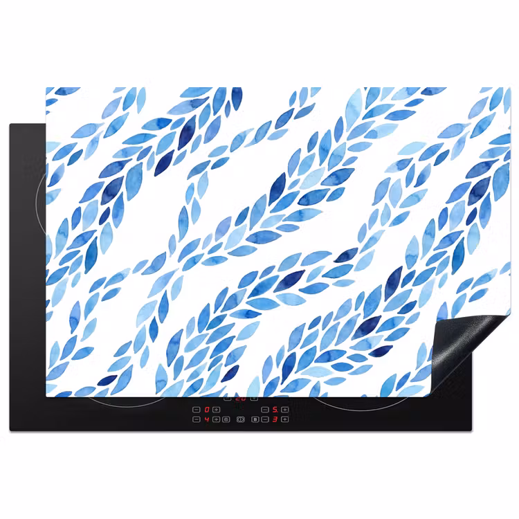 Inductie beschermer - Bladeren - Aquarel - Patroon - Modern - Blauw — 1