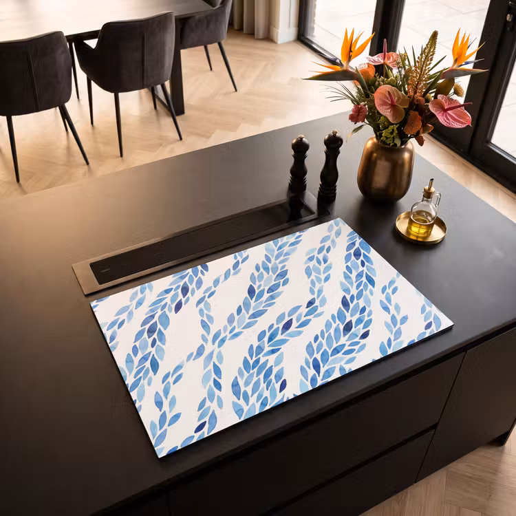 Inductie beschermer - Bladeren - Aquarel - Patroon - Modern - Blauw — 3