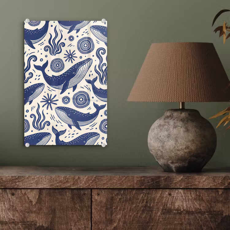 Glas schilderij - Walvis - Onderwater - Dieren - Abstract - Blauw — 4