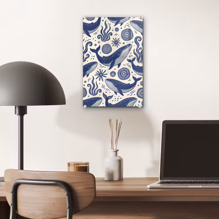 Glas schilderij - Walvis - Onderwater - Dieren - Abstract - Blauw — 7