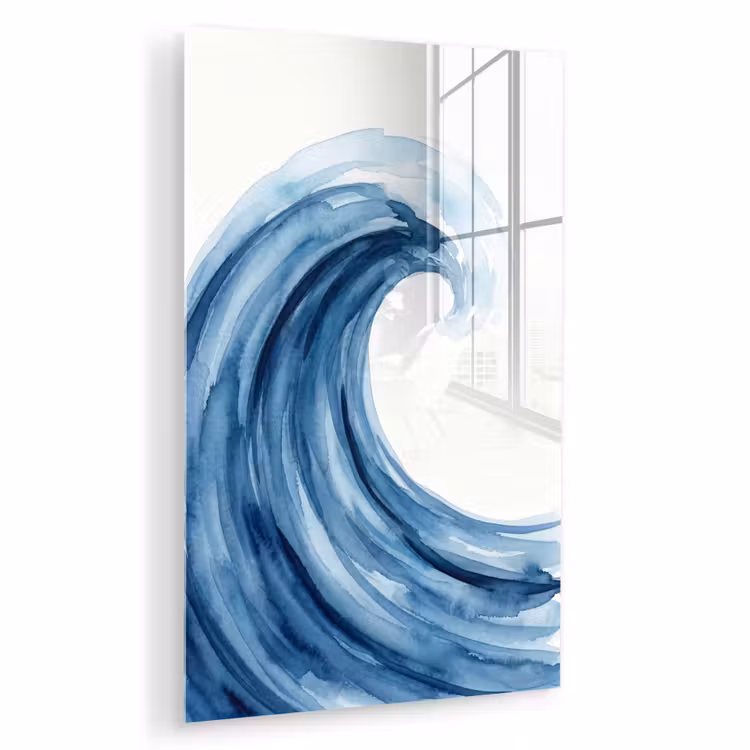 Glas schilderij - Water - Beweging - Natuur - Modern - Blauw — 1