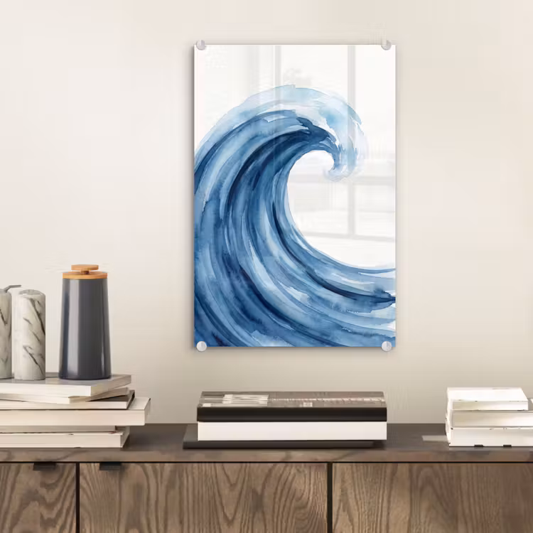 Glas schilderij - Water - Beweging - Natuur - Modern - Blauw — 2