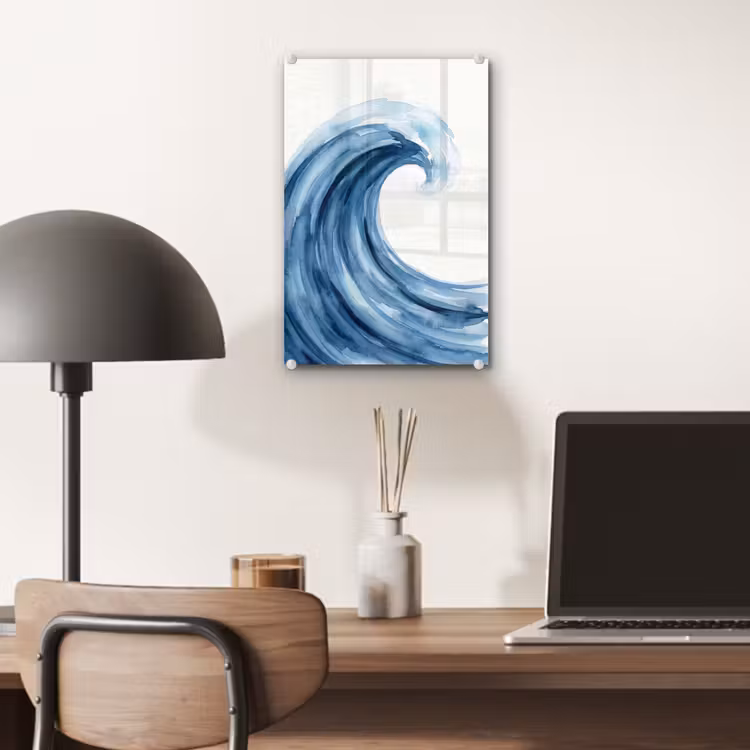 Glas schilderij - Water - Beweging - Natuur - Modern - Blauw — 7