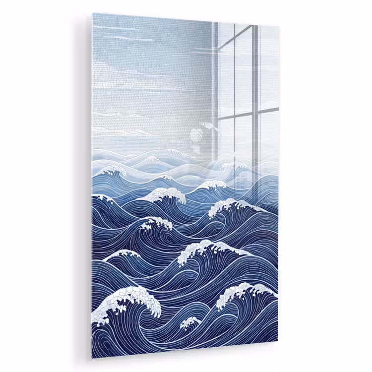 Glas schilderij - Water - Mozaïek - Landschap - Modern - Blauw — 1