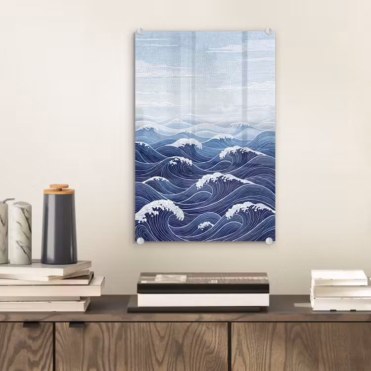 Glas schilderij - Water - Mozaïek - Landschap - Modern - Blauw — 2