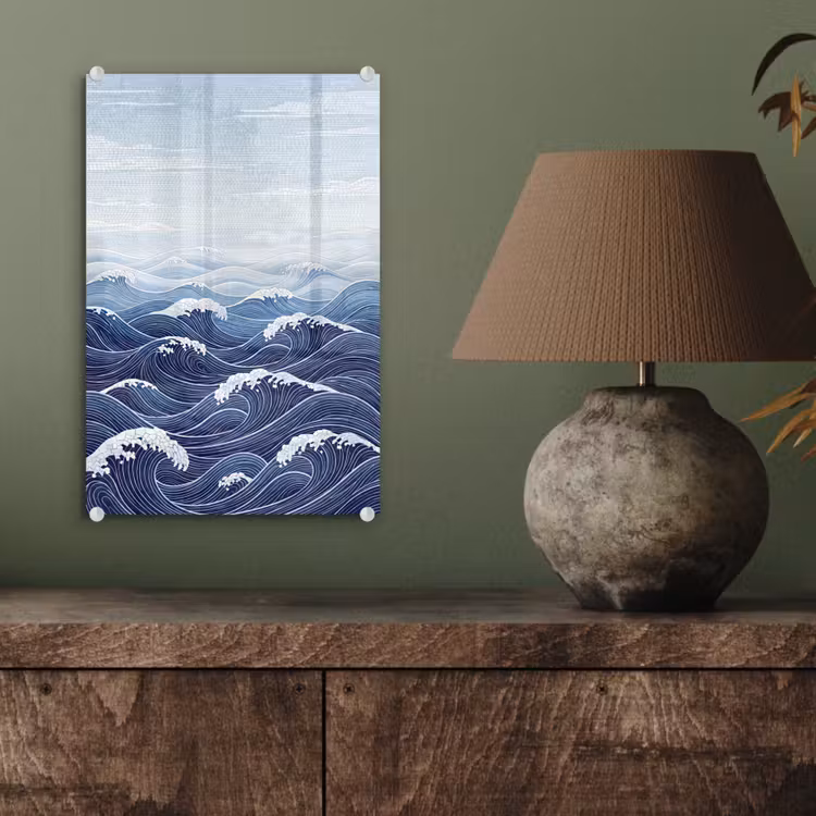 Glas schilderij - Water - Mozaïek - Landschap - Modern - Blauw — 4